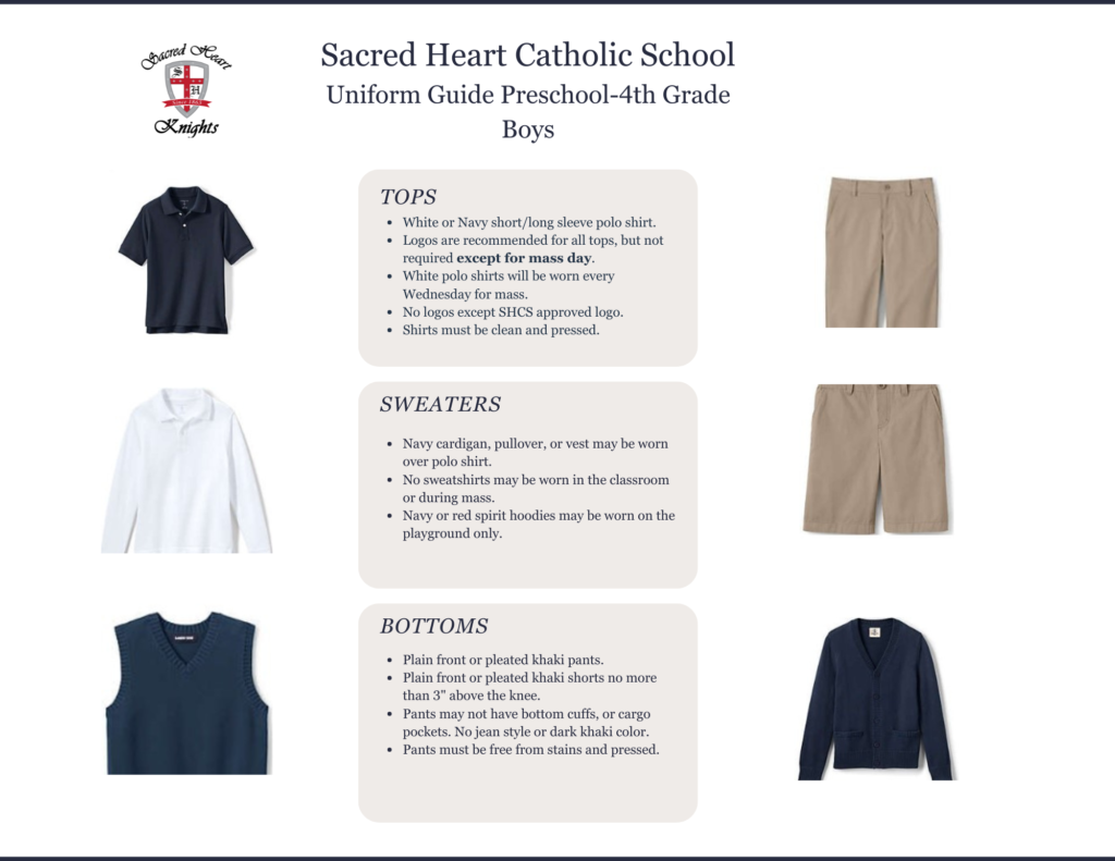Uniform Guides - Sacred Heart School, SHCS in Medford, Oregon